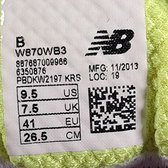 New Balance 870 V3 Running Shoes Women 9.5 B Blue Gray Yellow Athletic W870WB3 - Picture 12 of 16